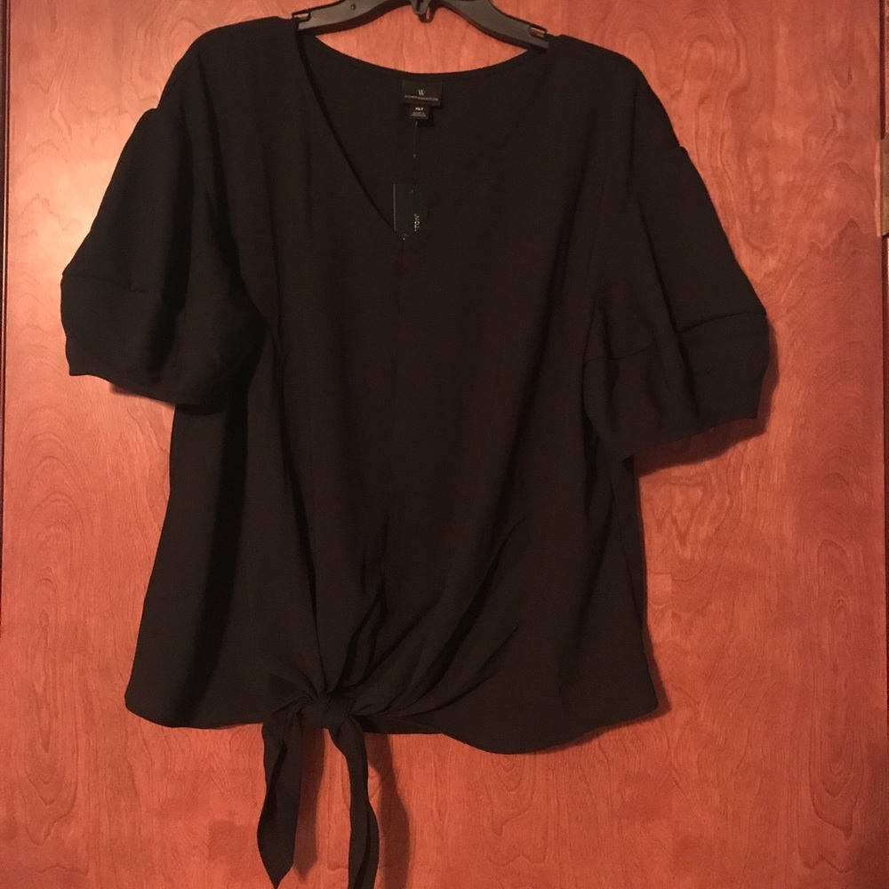 Worthington Black blouse with tie accent
